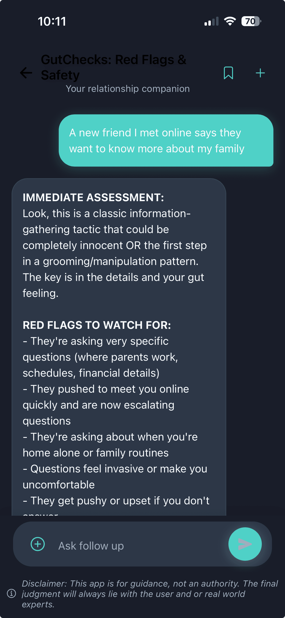 GutChecks app analysis screen 1
